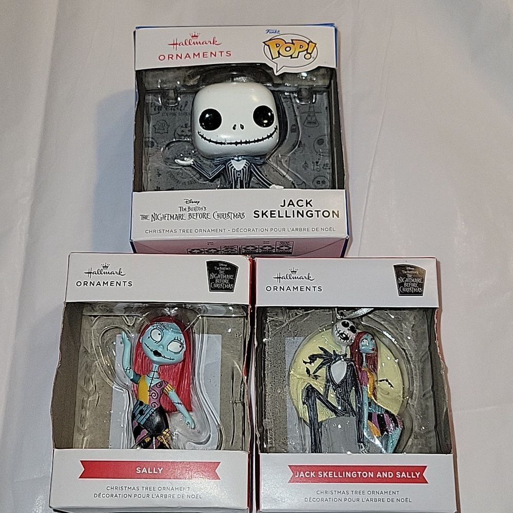 Hallmark Disney Nightmare Before Christmas Ornaments SET Of 3 JACK SALLY